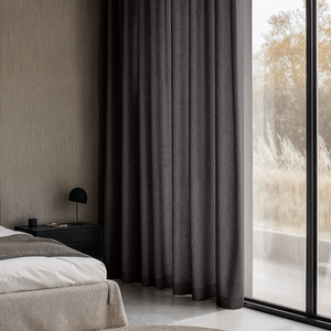 Fresh and Co Gordijnen met Linnen Look - Haken of Ringen - Antraciet