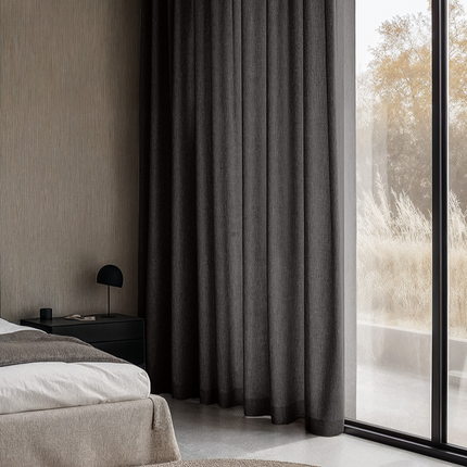 Fresh and Co Gordijnen met Linnen Look - Haken of Ringen - Antraciet