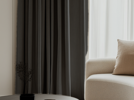 Fresh and Co Gordijnen met Linnen Look - Haken of Ringen - Antraciet