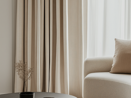 Fresh and Co Gordijnen met Linnen Look - Haken of Ringen - Beige