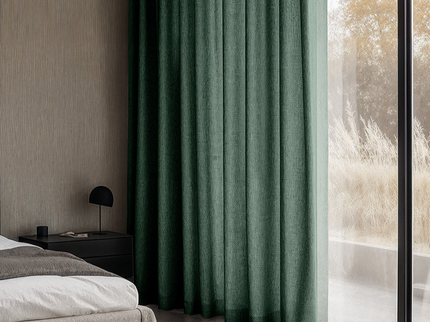 Fresh and Co Gordijnen met Linnen Look - Haken of Ringen - Groen