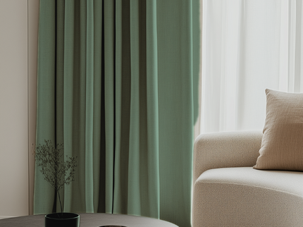 Fresh and Co Gordijnen met Linnen Look - Haken of Ringen - Groen