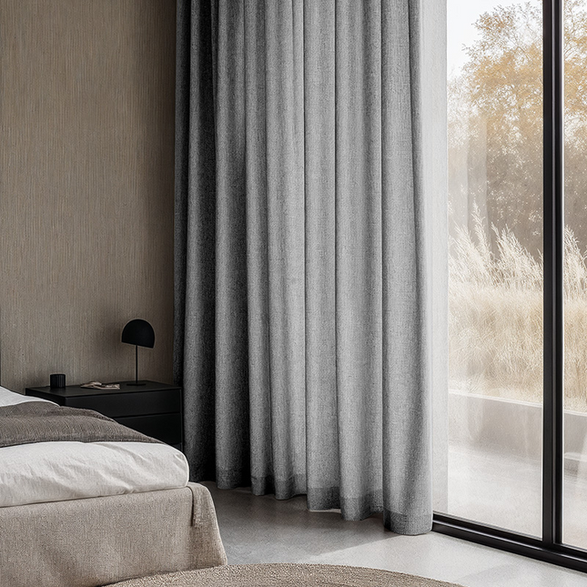 Fresh and Co Gordijnen met Linnen Look - Haken of Ringen - Lichtgrijs