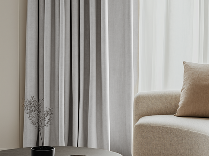Fresh and Co Gordijnen met Linnen Look - Haken of Ringen - Lichtgrijs
