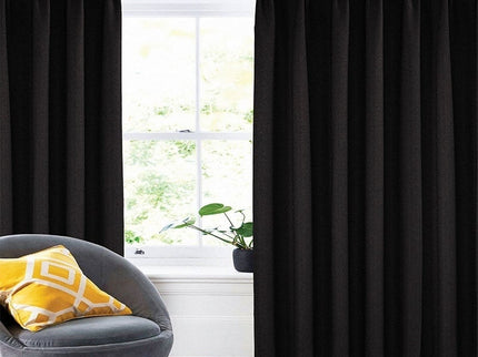 Fresh and Co Gordijnen met Linnen Look - Haken of Ringen - Zwart