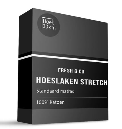 Fresh and Co Hoeslaken - Katoen Jersey Stretch - Zwart
