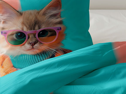 Fresh and Co  Kids Dekbedovertrek Katoen - Animal Couture  - Kitten