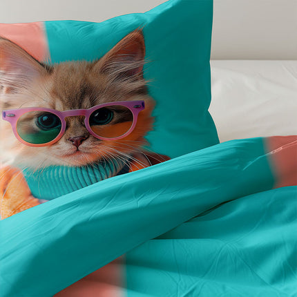 Fresh and Co  Kids Dekbedovertrek Katoen - Animal Couture  - Kitten