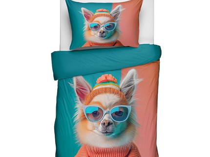 Fresh and Co  Kids Dekbedovertrek Katoen - Animal Couture - Lama
