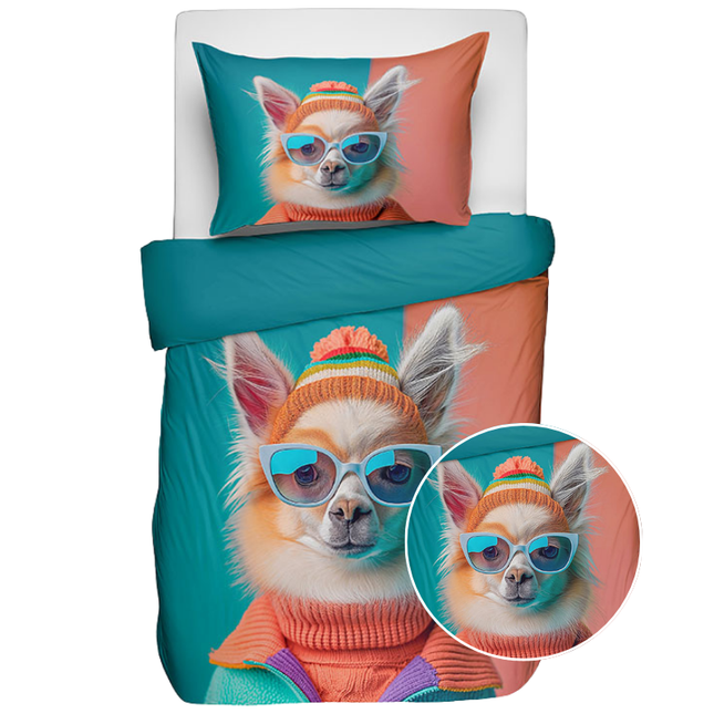 Fresh and Co  Kids Dekbedovertrek Katoen - Animal Couture - Lama