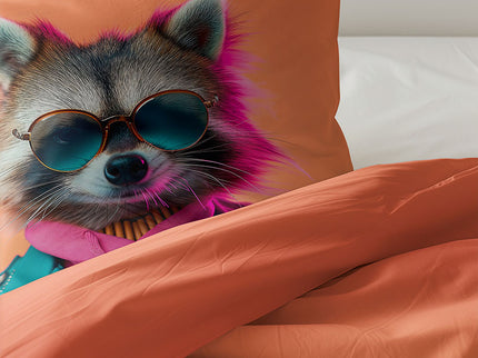 Fresh and Co  Kids Dekbedovertrek Katoen - Animal Couture  - Racoon