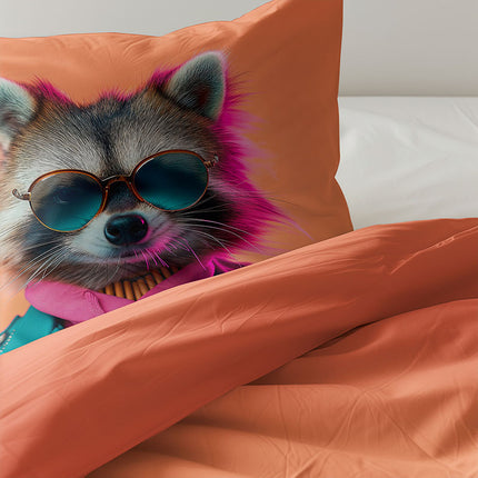 Fresh and Co  Kids Dekbedovertrek Katoen - Animal Couture  - Racoon