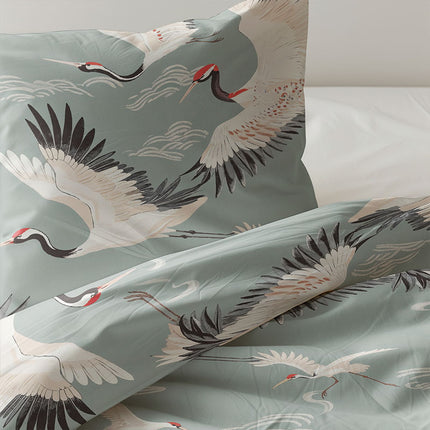 Fresh and Co  Kids Dekbedovertrek Katoen - Elegant Crane