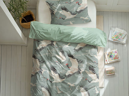 Fresh and Co  Kids Dekbedovertrek Katoen - Elegant Crane