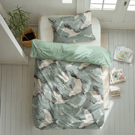 Fresh and Co  Kids Dekbedovertrek Katoen - Elegant Crane