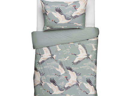 Fresh and Co  Kids Dekbedovertrek Katoen - Elegant Crane