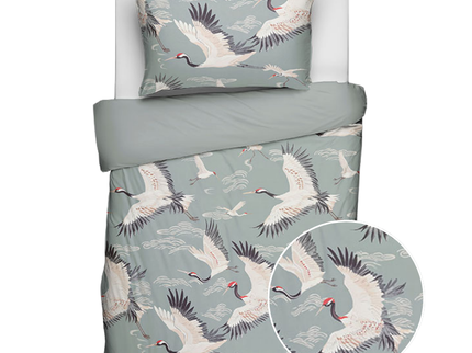 Fresh and Co  Kids Dekbedovertrek Katoen - Elegant Crane