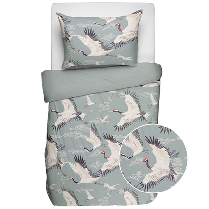 Fresh and Co  Kids Dekbedovertrek Katoen - Elegant Crane