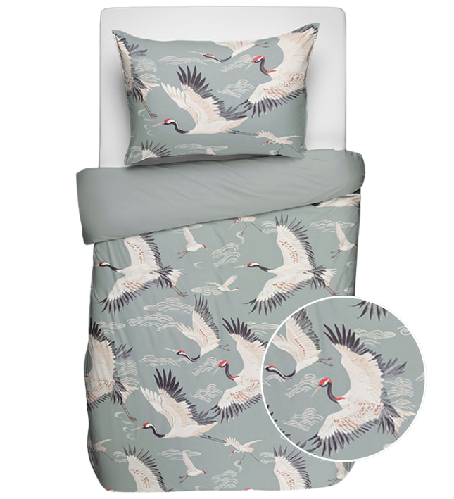 Fresh and Co  Kids Dekbedovertrek Katoen - Elegant Crane