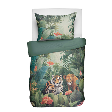 Fresh and Co  Kids Dekbedovertrek Katoen - Jungle Hideout