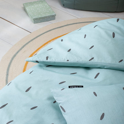 Fresh and Co  Kids Dekbedovertrek Katoen - Mini Stripes - Blauw