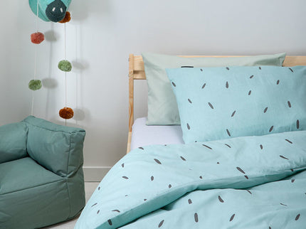 Fresh and Co  Kids Dekbedovertrek Katoen - Mini Stripes - Blauw