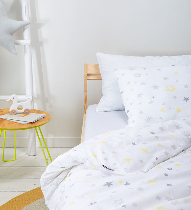 Fresh and Co  Kids Dekbedovertrek Katoen - Starry Nights - Wit