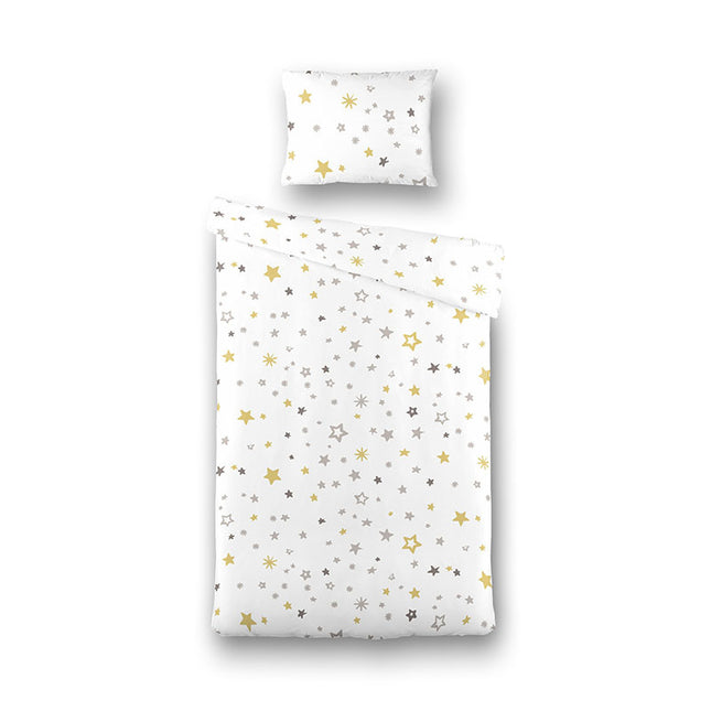 Fresh and Co  Kids Dekbedovertrek Katoen - Starry Nights - Wit