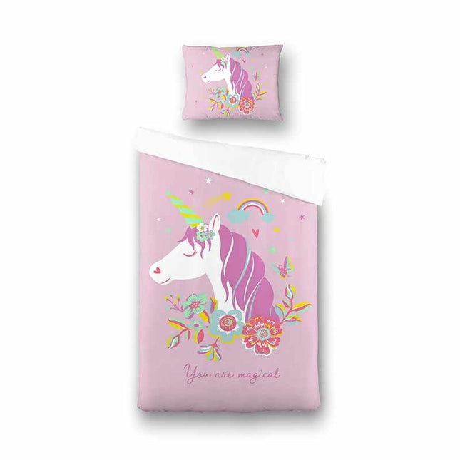 Fresh and Co  Kids Dekbedovertrek Pink Unicorn