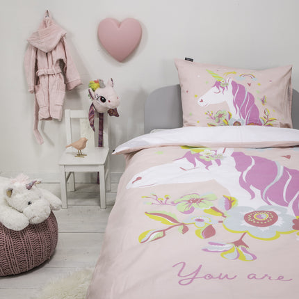 Fresh and Co  Kids Dekbedovertrek Pink Unicorn