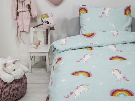 Fresh and Co  Kids Dekbedovertrek Rainbow Unicorn