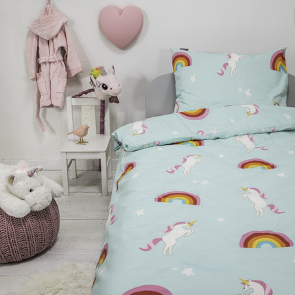 Fresh and Co  Kids Dekbedovertrek Rainbow Unicorn