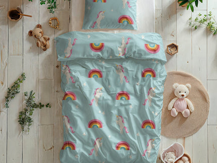 Fresh and Co  Kids Dekbedovertrek Rainbow Unicorn