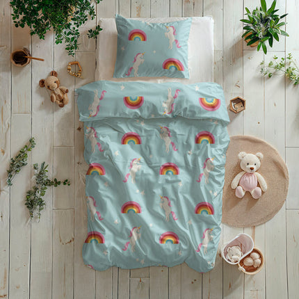 Fresh and Co  Kids Dekbedovertrek Rainbow Unicorn