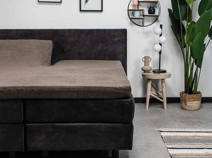 Fresh and Co Splittopper Hoeslaken - Badstof - Taupe
