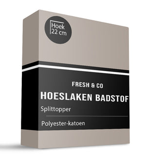 Fresh and Co Splittopper Hoeslaken - Badstof - Taupe