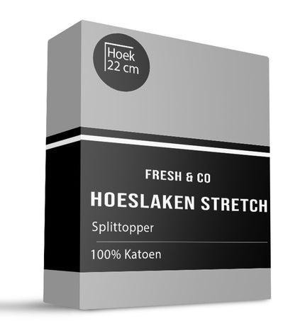 Fresh and Co Splittopper Hoeslaken - Comfort Jersey - Lichtgrijs