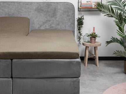 Fresh and Co Splittopper Hoeslaken - Flanel - Truffel