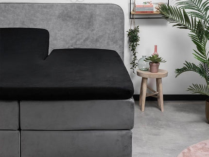 Fresh and Co Splittopper Hoeslaken - Flanel - Zwart