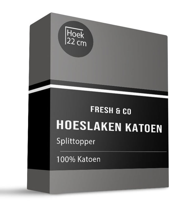 Fresh and Co Splittopper Hoeslaken - Katoen - Antraciet - Verkoelend