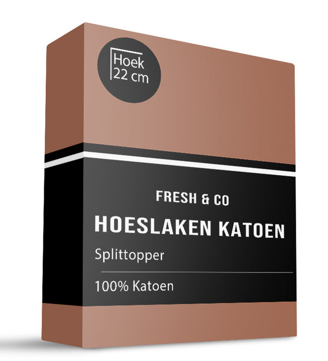 Fresh and Co Splittopper Hoeslaken - Katoen - Cognac - Verkoelend