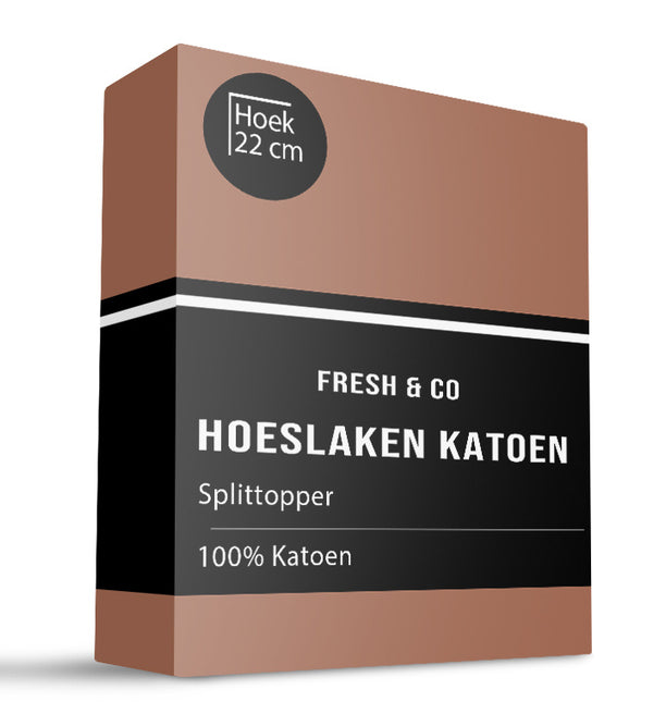 Fresh and Co Splittopper Hoeslaken - Katoen - Cognac - Verkoelend