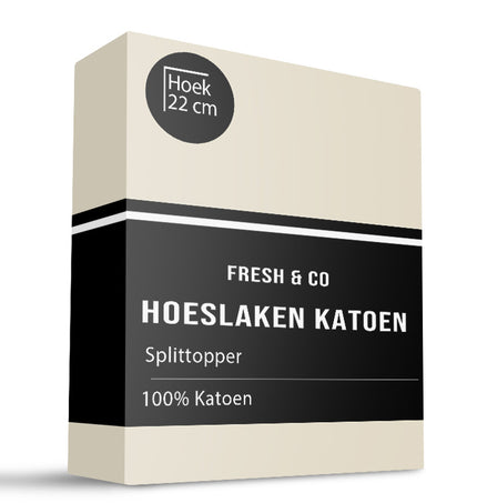 Fresh and Co Splittopper Hoeslaken - Katoen - Creme - Verkoelend