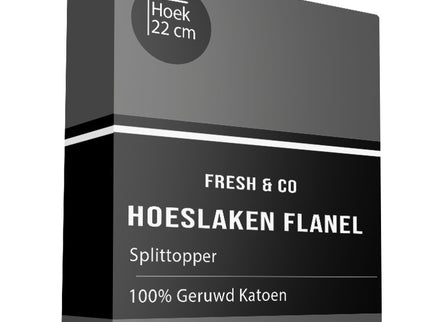 Fresh and Co Splittopper Hoeslaken - Katoen Flanel - Antraciet