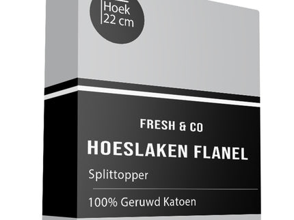 Fresh and Co Splittopper Hoeslaken - Katoen Flanel - Lichtgrijs
