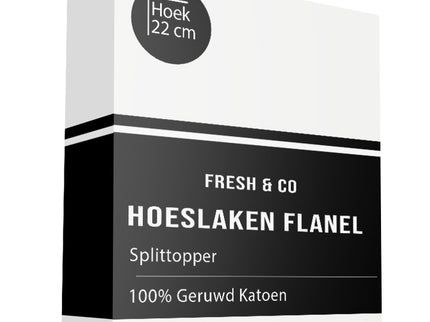Fresh and Co Splittopper Hoeslaken - Katoen Flanel - Wit