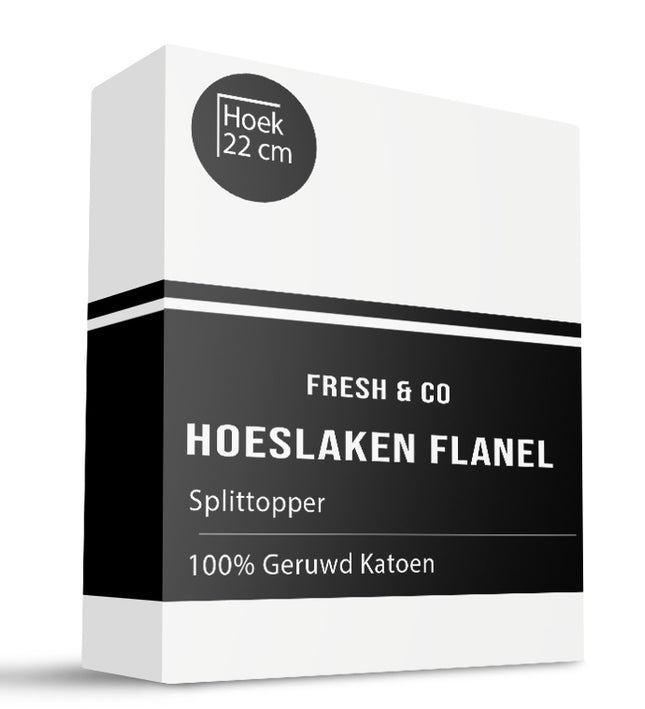 Fresh and Co Splittopper Hoeslaken - Katoen Flanel - Wit
