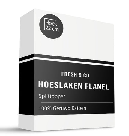 Fresh and Co Splittopper Hoeslaken - Katoen Flanel - Wit