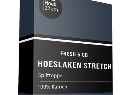 Fresh and Co Splittopper Hoeslaken - Katoen Jersey Stretch- Navy