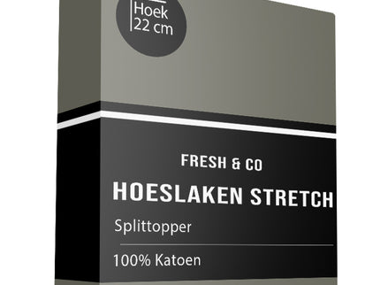 Fresh and Co Splittopper Hoeslaken - Katoen Jersey Stretch - Truffel